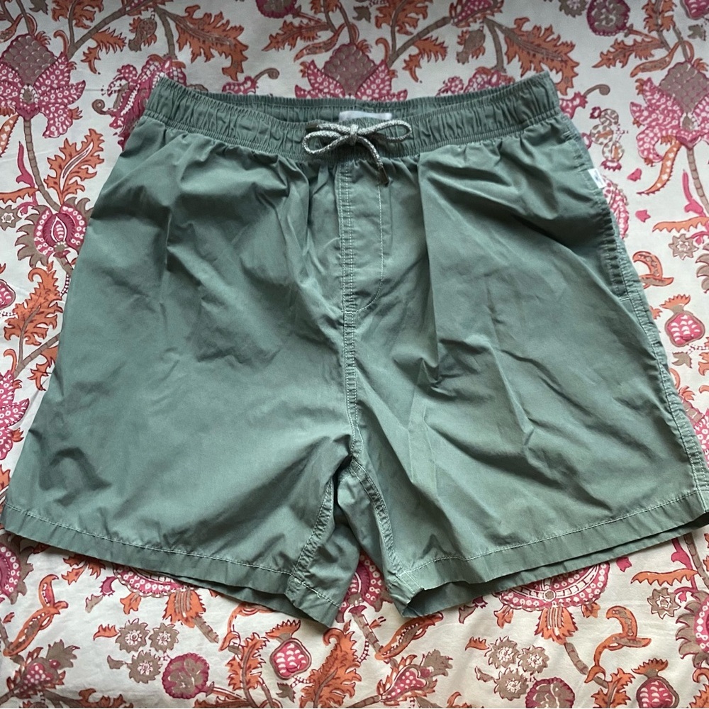 Vintage Summer teal green Men's Drawstring Swim Shorts size L